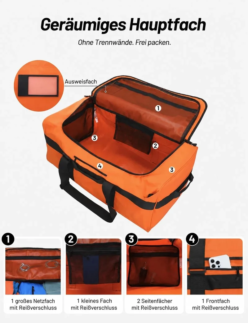 MIER Sporttasche Herren Wasserresistente Reisetasche gross Heavy Duty Convertible Sportrucksack mit