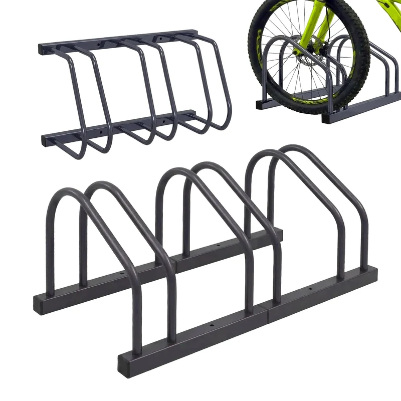 Relaxdays Fahrradständer Boden & Wandmontage, 3 Räder, bis 65 mm Reifenbreite, Garage, Reihenparker,