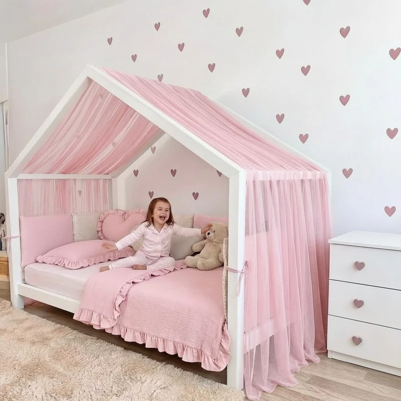 Baby Fancyroom Hausbett Himmel aus Tüll, Handgefertigt, Gekräuselt, Baldachin, Betthimmel für Kinder