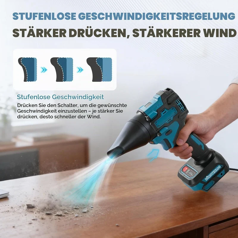 Akku-Staubwedelgebläse für Makita 18V, 2 in 1 Handstaubsauger Bürstenloser Laubbläser 85000 U/min mi