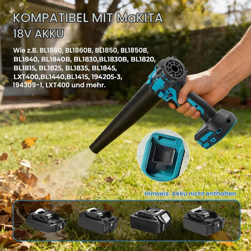 Akku-Staubwedelgebläse für Makita 18V, 2 in 1 Handstaubsauger Bürstenloser Laubbläser 85000 U/min mi