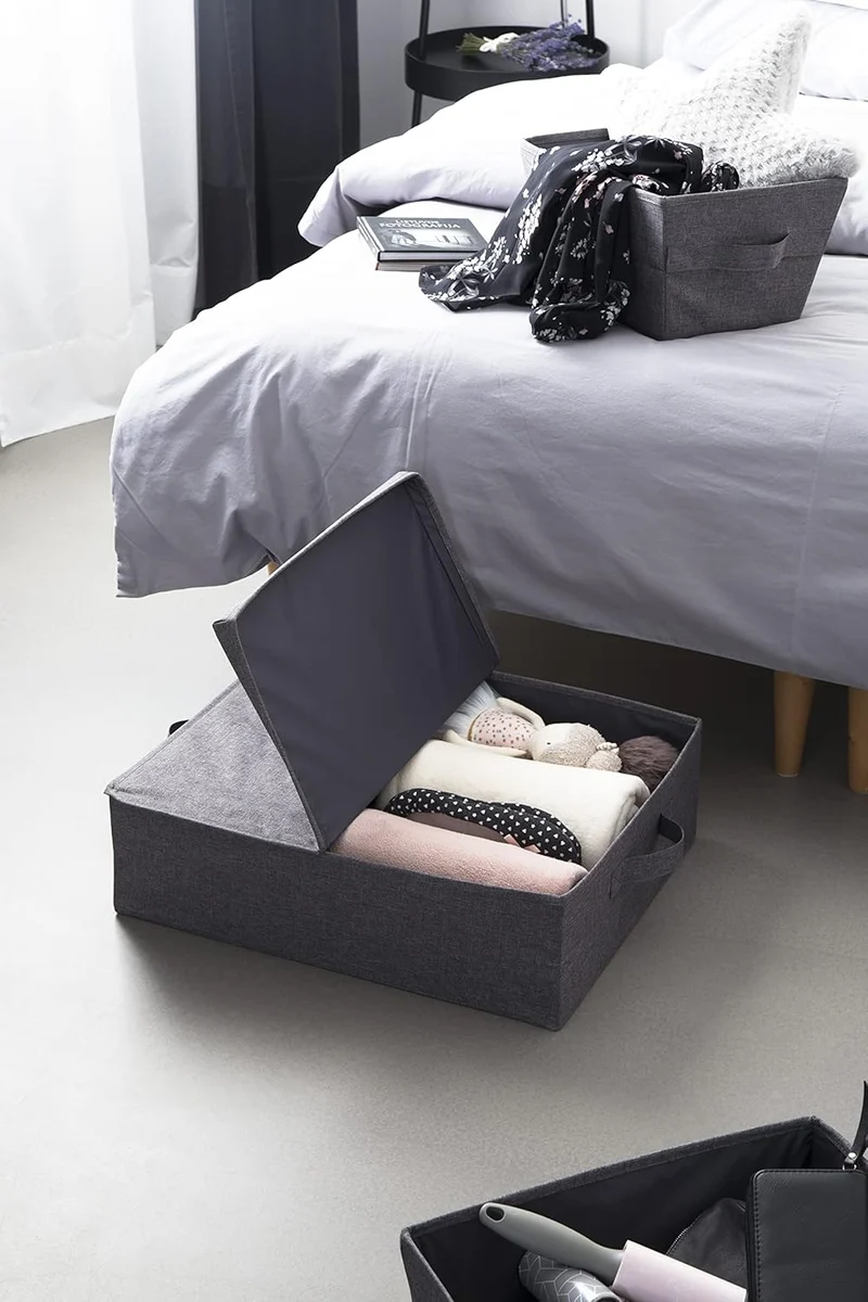 BIGSO Unterbett Aufbewahrungsbox – faltbare Box mit Griffen für Decken, Kleidung, Kissen, Spielzeug