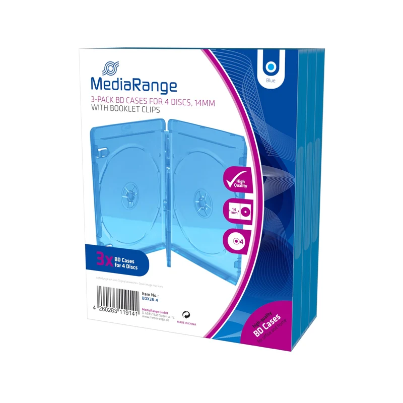 MediaRange BOX38-4-30 BD-Leerhülle, 14 mm blau