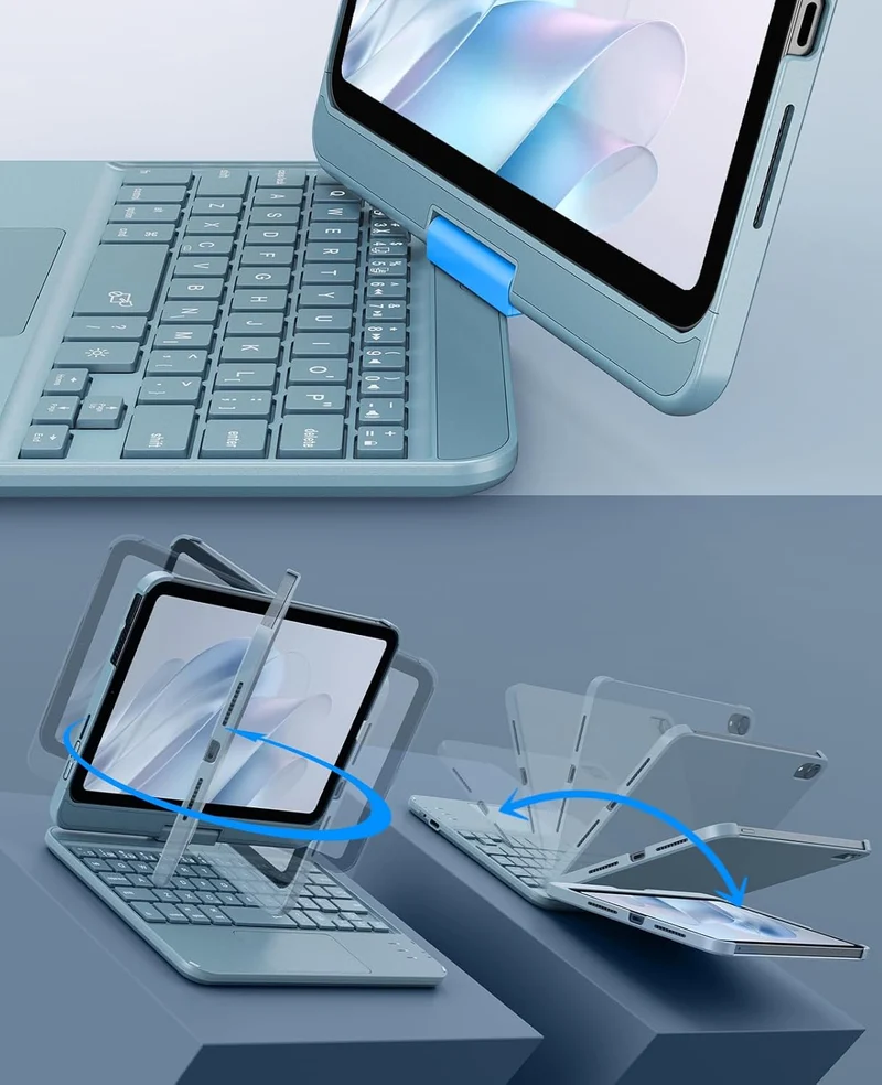 GreenLaw Tastaturhülle für iPad Mini 7 (2024) und Mini 6 (2021) 8,3 Zoll, Smart Touchpad, 7 Farben H