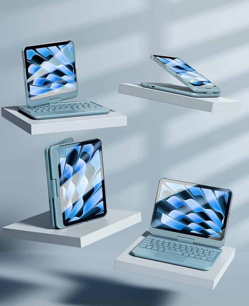 GreenLaw Tastaturhülle für iPad Mini 7 (2024) und Mini 6 (2021) 8,3 Zoll, Smart Touchpad, 7 Farben H