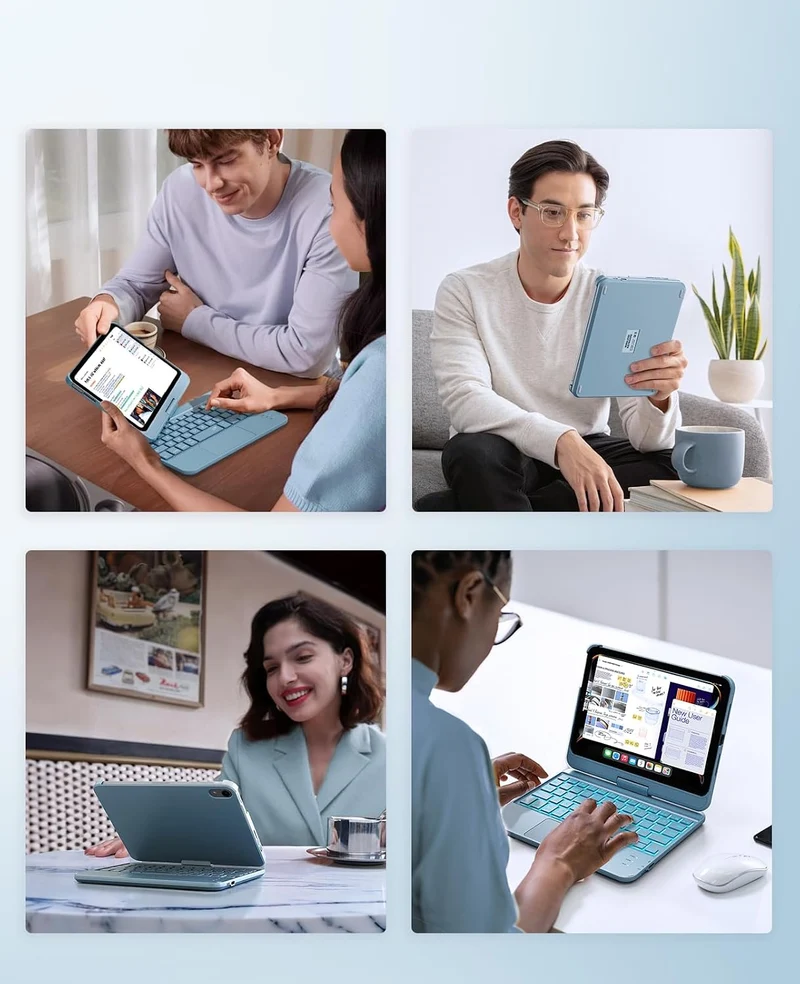 GreenLaw Tastaturhülle für iPad Mini 7 (2024) und Mini 6 (2021) 8,3 Zoll, Smart Touchpad, 7 Farben H