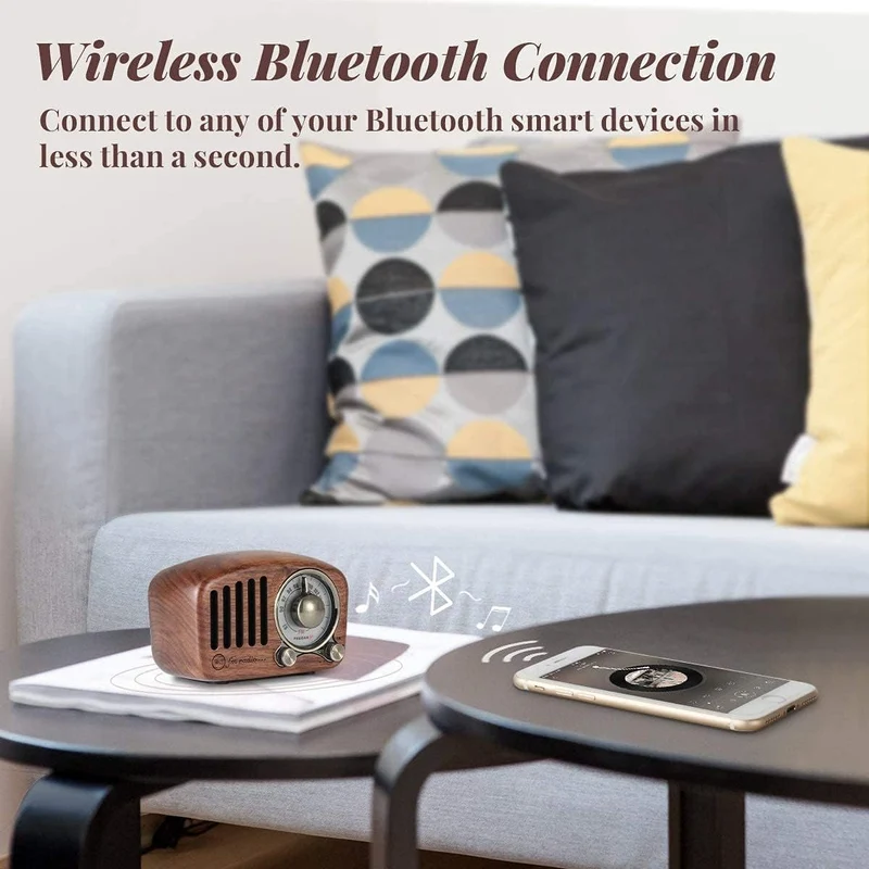 Radio Feegar Retro Bluetooth Lautsprecher,Vintage FM Radio mit altmodischem klassischem Stil,Starke