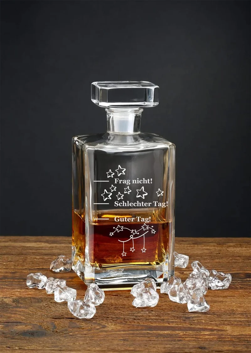 Guter Tag, Schlechter Tag, Frag nicht! Whiskey Karaffe mit Gravur 700ml, Geschenk für Papa (Bourbon)