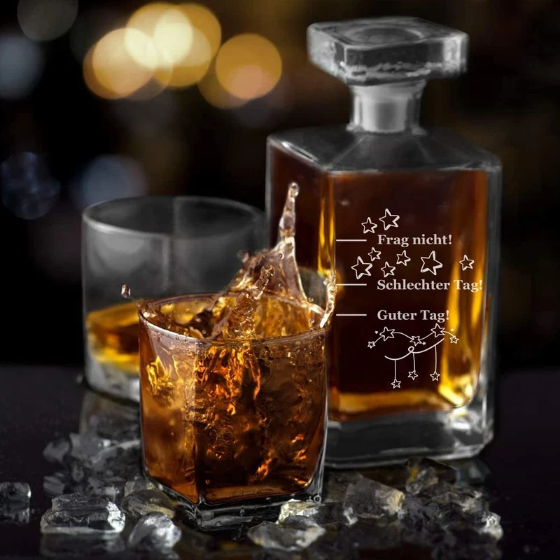 Guter Tag, Schlechter Tag, Frag nicht! Whiskey Karaffe mit Gravur 700ml, Geschenk für Papa (Bourbon)