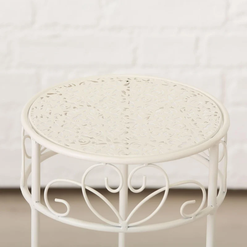Hoher Beistelltisch weiss Metall Telefontisch Pflanzentisch Blumenständer Tisch (Klein 20 x 50 cm),