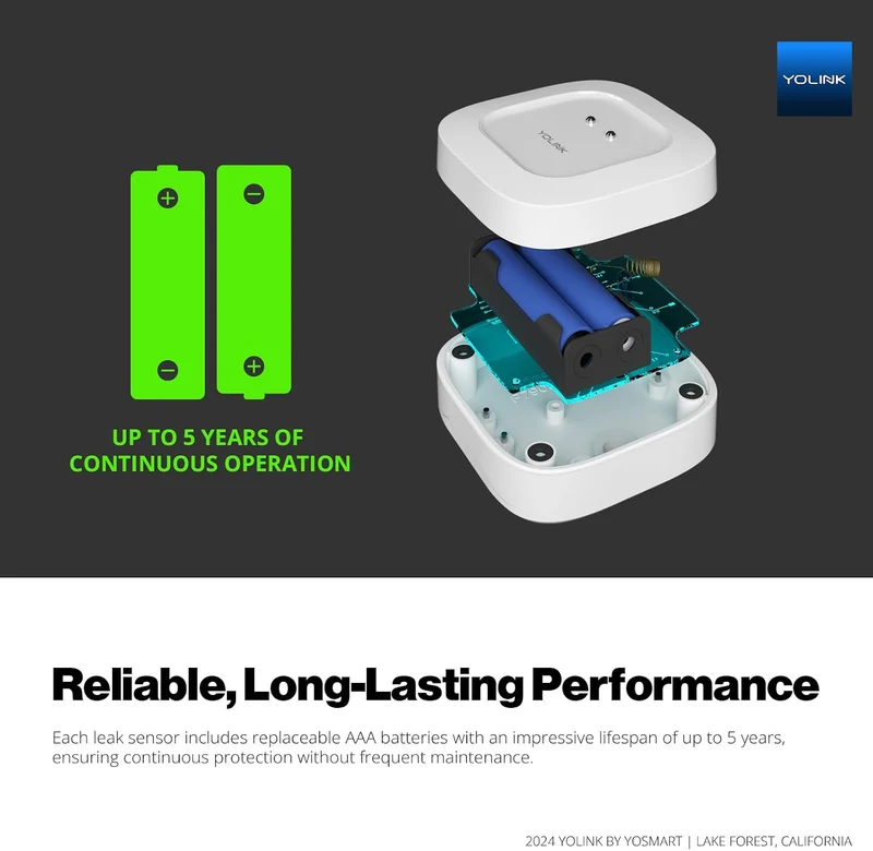 YoLink Smart Home Starter Kit: Hub & Wasserlecksensor, 4er-Pack, SMS/Text, E-Mail & Push-Benachricht