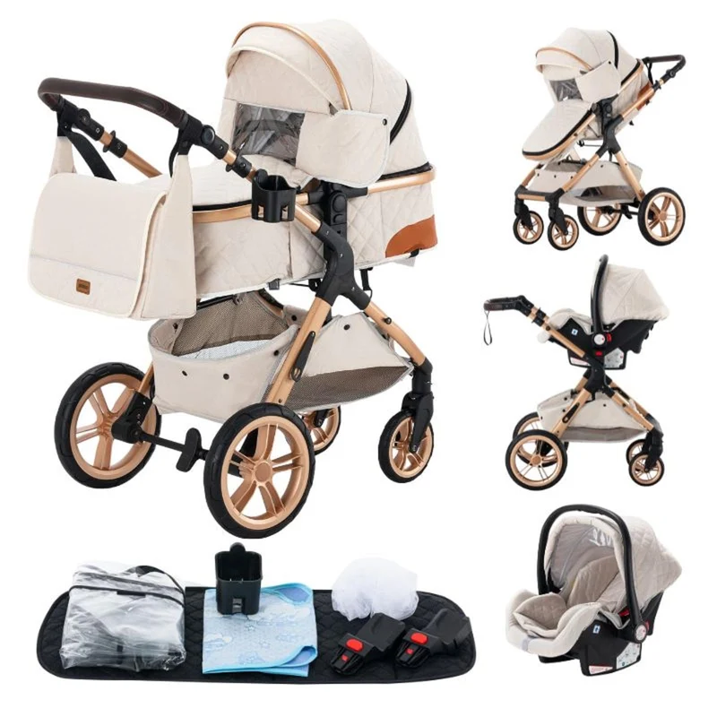 GLOKID Kinderwagen 3 in 1,Reisesysteme, Buggy mit Umkehrbarem Zwei-Wege-Schub,Babywanne Buggy&Sports