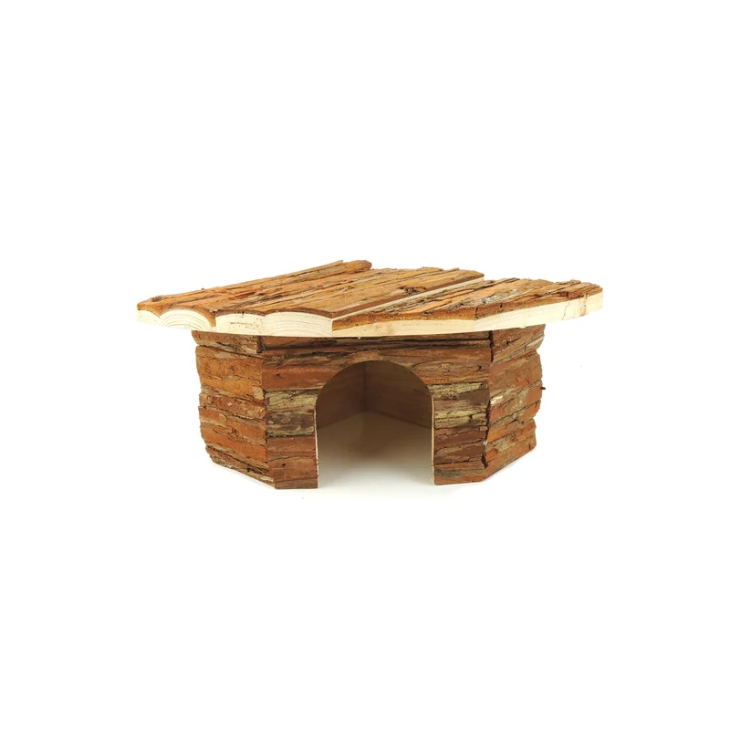 CLASSIC Kleintier-Eckheim - 22 x 22 x 13 cm Naturholz Versteck für Hamster, Mäuse, Rennmäuse & ander