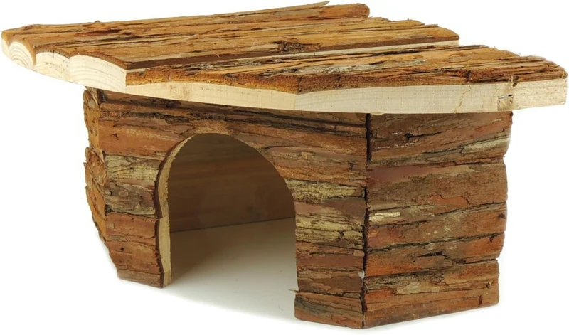 CLASSIC Kleintier-Eckheim - 22 x 22 x 13 cm Naturholz Versteck für Hamster, Mäuse, Rennmäuse & ander
