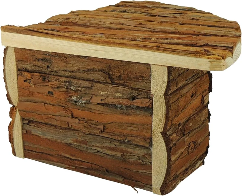 CLASSIC Kleintier-Eckheim - 22 x 22 x 13 cm Naturholz Versteck für Hamster, Mäuse, Rennmäuse & ander