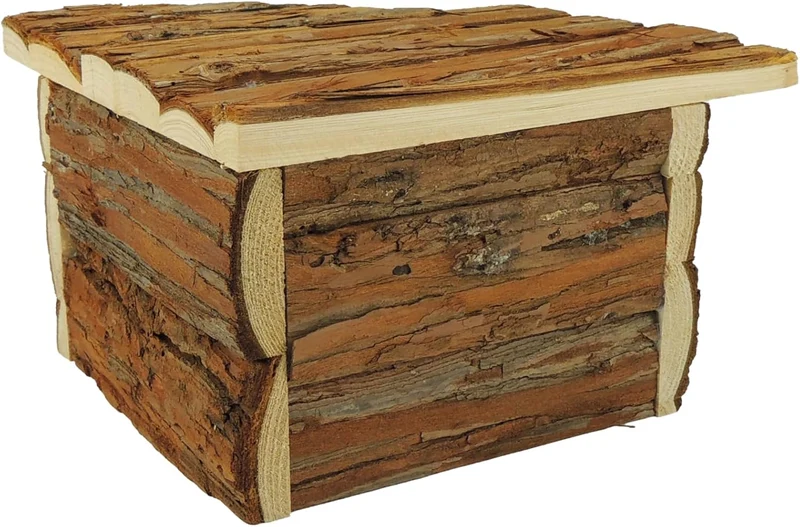CLASSIC Kleintier-Eckheim - 22 x 22 x 13 cm Naturholz Versteck für Hamster, Mäuse, Rennmäuse & ander