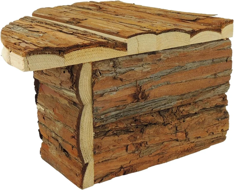 CLASSIC Kleintier-Eckheim - 22 x 22 x 13 cm Naturholz Versteck für Hamster, Mäuse, Rennmäuse & ander