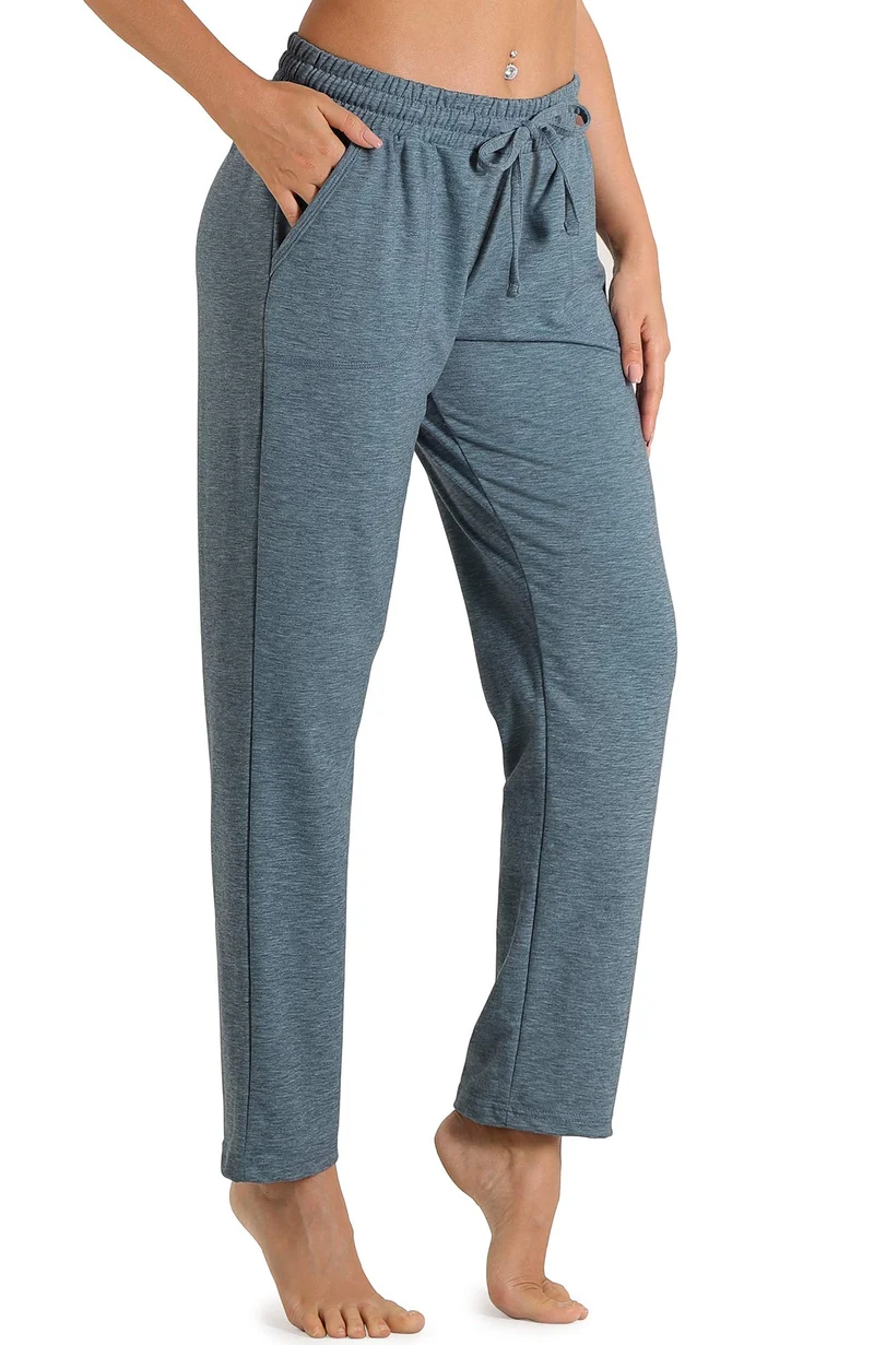 icyzone Damen Jogginghose Sweathose Lang Sporthose Freizeithose geradem Bein Hose mit Tunnelzug L Ma