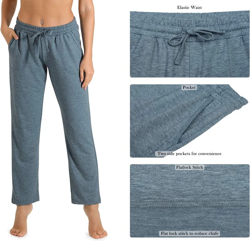 icyzone Damen Jogginghose Sweathose Lang Sporthose Freizeithose geradem Bein Hose mit Tunnelzug L Ma