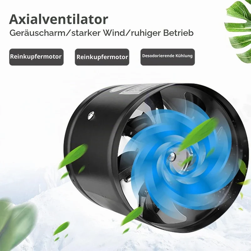 Axialer Rohrventilator Ø200mm, Abluftventilator Ø200mm Zuluft/Abluft, 25W Für Bad, WC, Küche, Gewäch