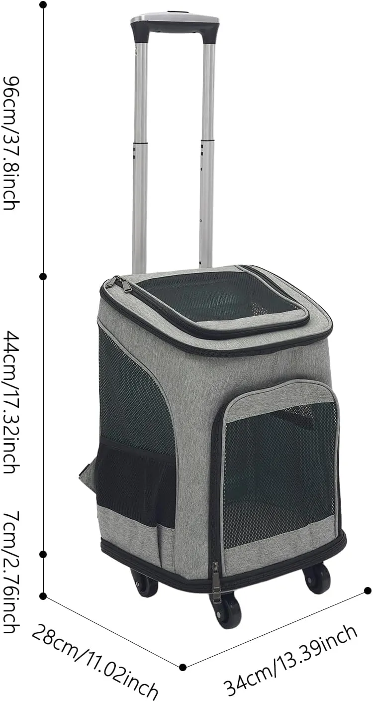 Hundetransportbox mit Rollen,Faltbarer Transportbox,Katzenrucksack mit Teleskopgriff,Transportboxen