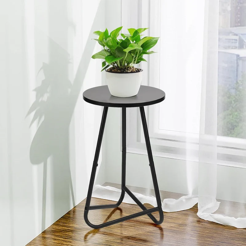 HDANI 50cm Rund Pflanzenständer,Blumenständer,Pflanzenregal aus Holz und Metall,Modernes Regal für Z
