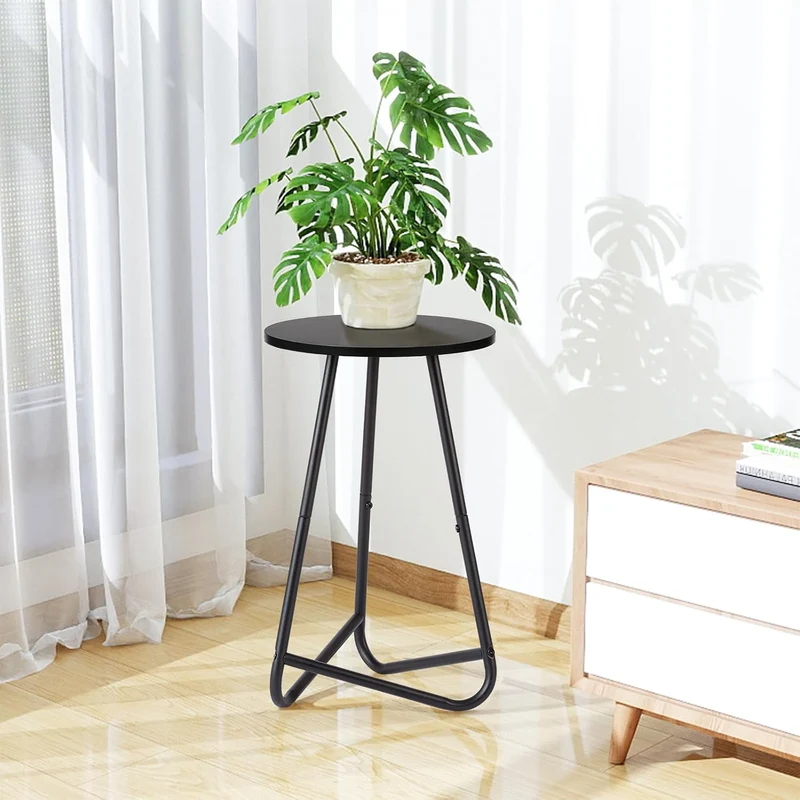 HDANI 50cm Rund Pflanzenständer,Blumenständer,Pflanzenregal aus Holz und Metall,Modernes Regal für Z