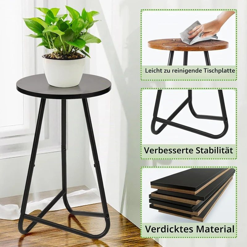 HDANI 50cm Rund Pflanzenständer,Blumenständer,Pflanzenregal aus Holz und Metall,Modernes Regal für Z