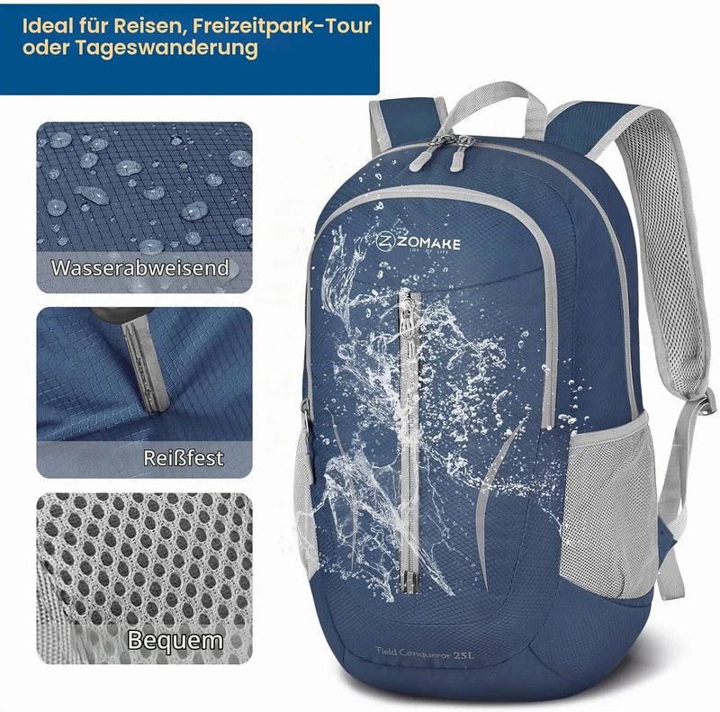 ZOMAKE Ultraleicht Faltbarer Rucksack - Packbare Backpacks 25L,Kleiner Faltbar Rucksäcke Wanderrucks