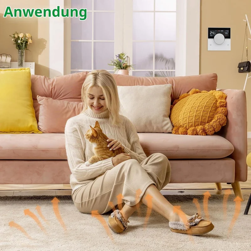 Wengart Smart Raumthermostat WG12, WiFi 2.4GHz für Wasser-Fussbodenheizung (3A), Fenster-offen-Erken
