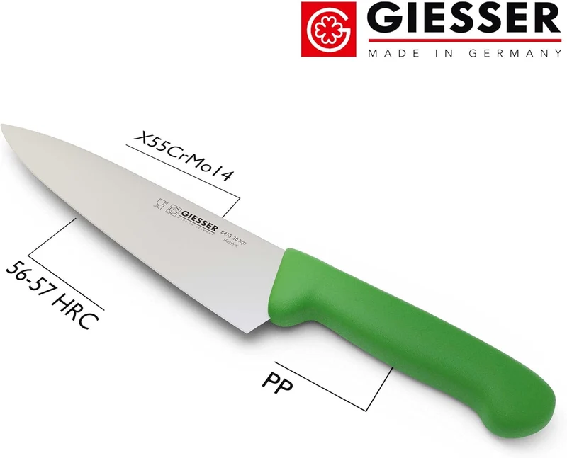 Giesser seit 1776 - Made in Germany - Kochmesser 20 cm Veggie, grün, nachhaltiger Griff, rutschfest,