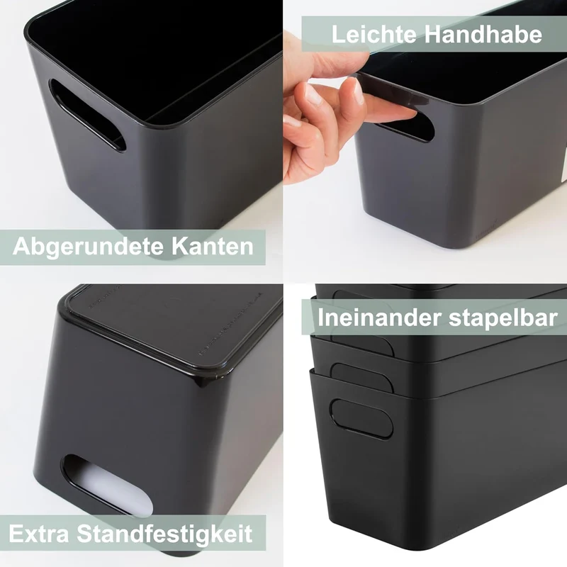 6x Ordnungsboxen - 8 cm hoch - WEIss - 35x26x8cm - 6 Liter - DINA4 - Ordnungskorb - Schubladenorgani