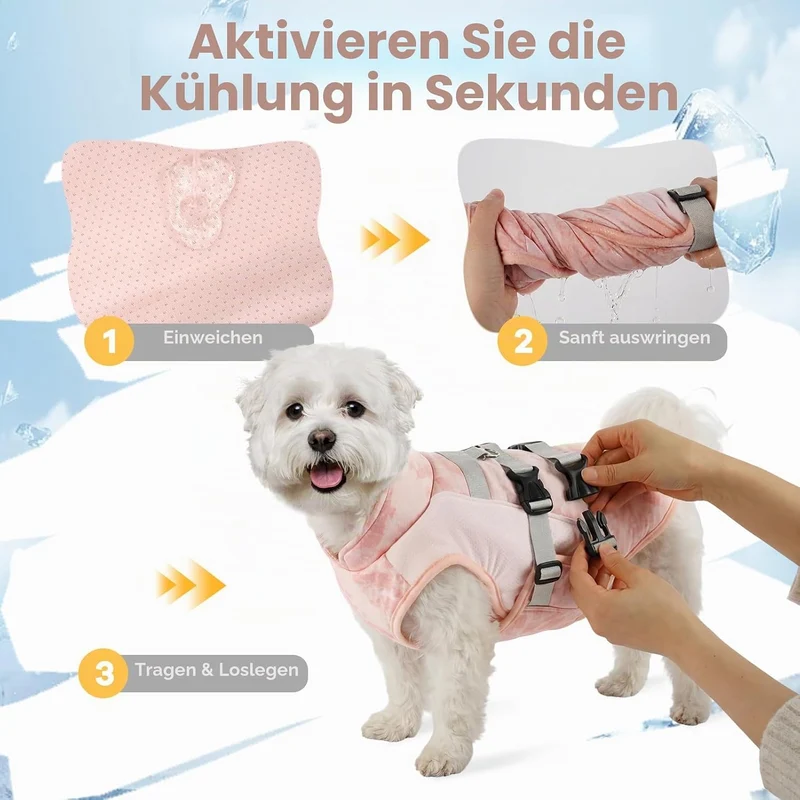 Hunde Kühlweste Sommer Atmungsaktiv Leicht Kühlmantel Hund Mit Leinenring, Verstellbar Sonnenschutz