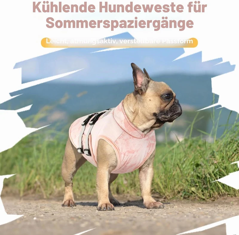 Hunde Kühlweste Sommer Atmungsaktiv Leicht Kühlmantel Hund Mit Leinenring, Verstellbar Sonnenschutz