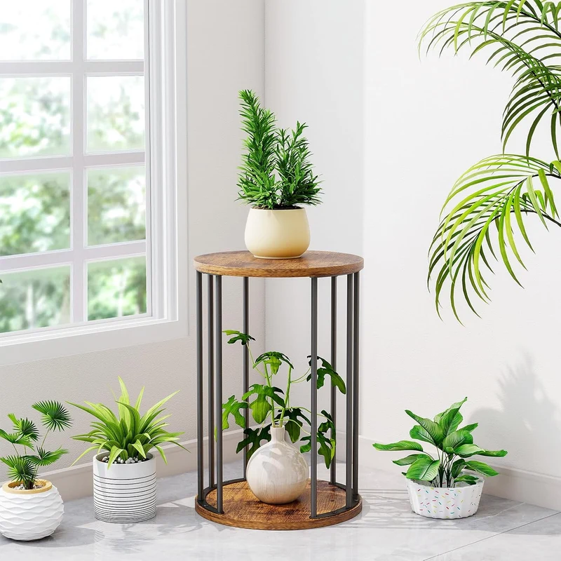 HDANI Rund Pflanzenständer Metall 45cm,Solider und Robuster Blumenständer für Wohnzimmer, Garten,Bal