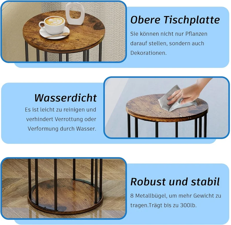 HDANI Rund Pflanzenständer Metall 45cm,Solider und Robuster Blumenständer für Wohnzimmer, Garten,Bal