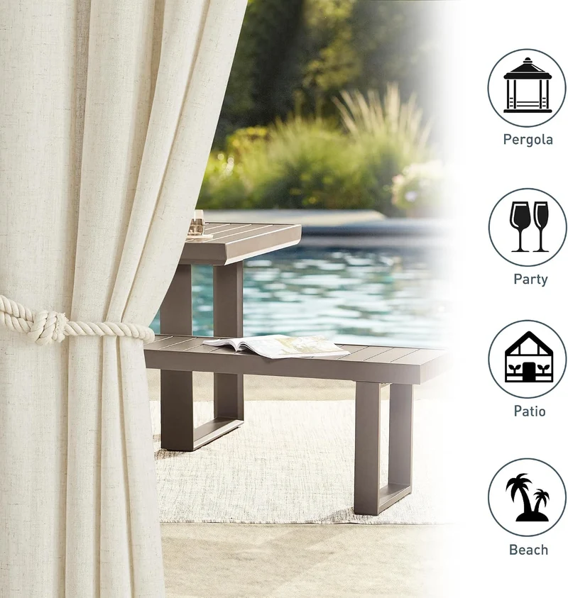 PONY DANCE Outdoor Vorhang mit Ösen 2er Set Terrasse Vorhänge Leinen Boho Outdoor Gardinen Beige Hal