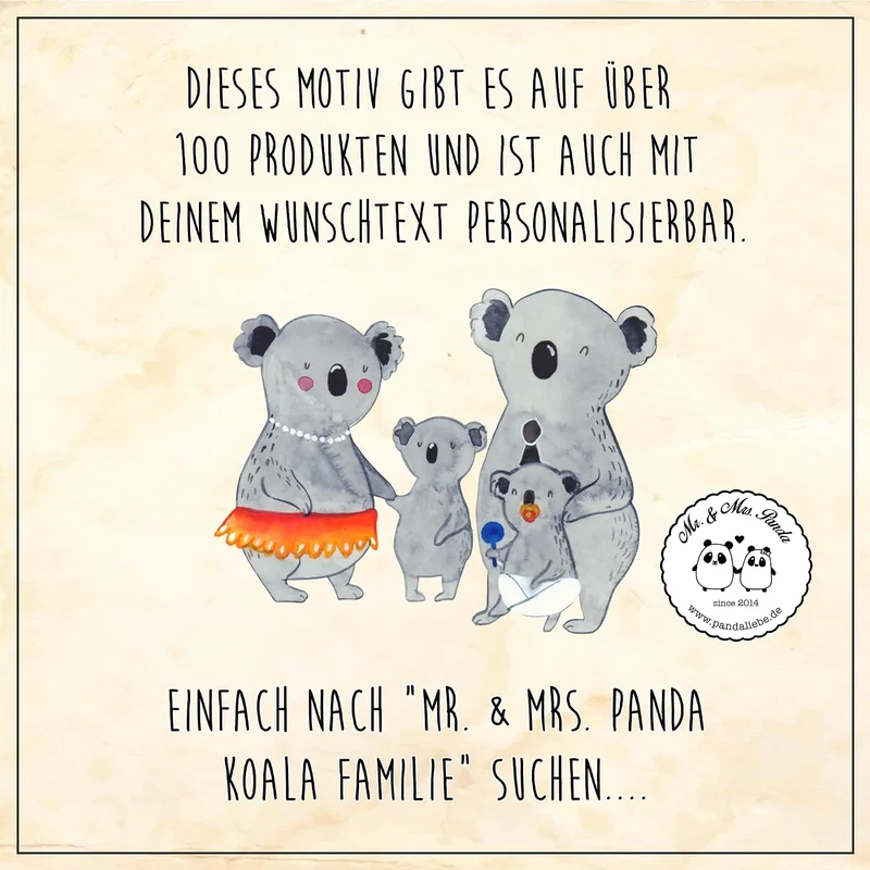 Mr. & Mrs. Panda Blechdose rund Koala Familie - Geschenk, Vorratsdosen, Metall Dose, Geschenkbox, qu