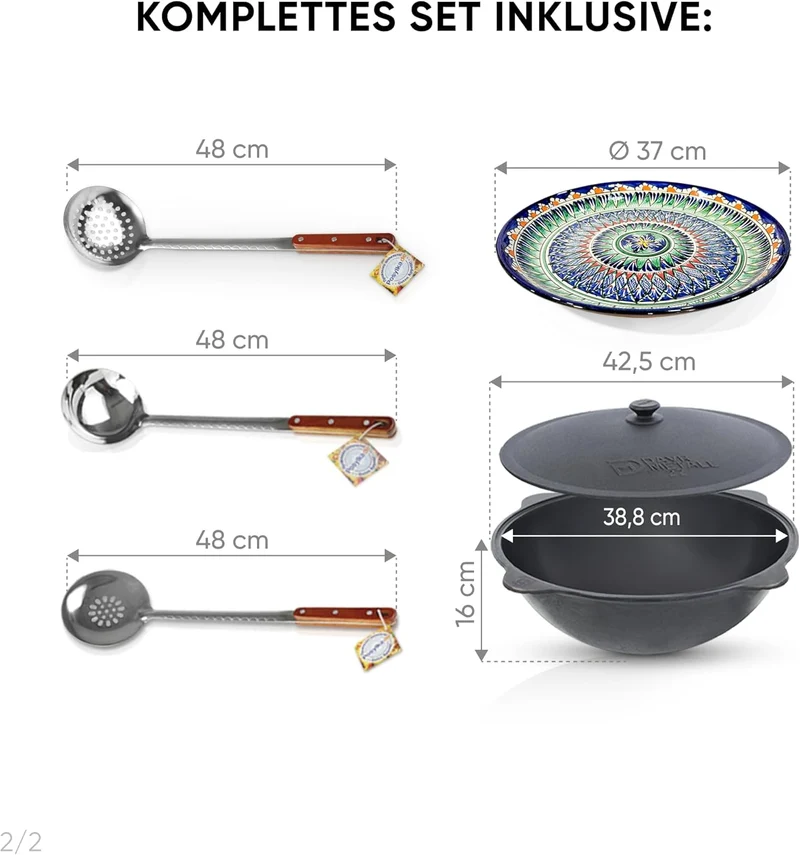 Feuerofen Utschak Ø 40cm mit Gusseisen Kazan Wok 12L Ø 42,5cm | Kasan mit Deckel | Учаг Outdoor Gula