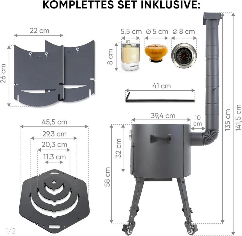 Feuerofen Utschak Ø 40cm mit Gusseisen Kazan Wok 12L Ø 42,5cm | Kasan mit Deckel | Учаг Outdoor Gula