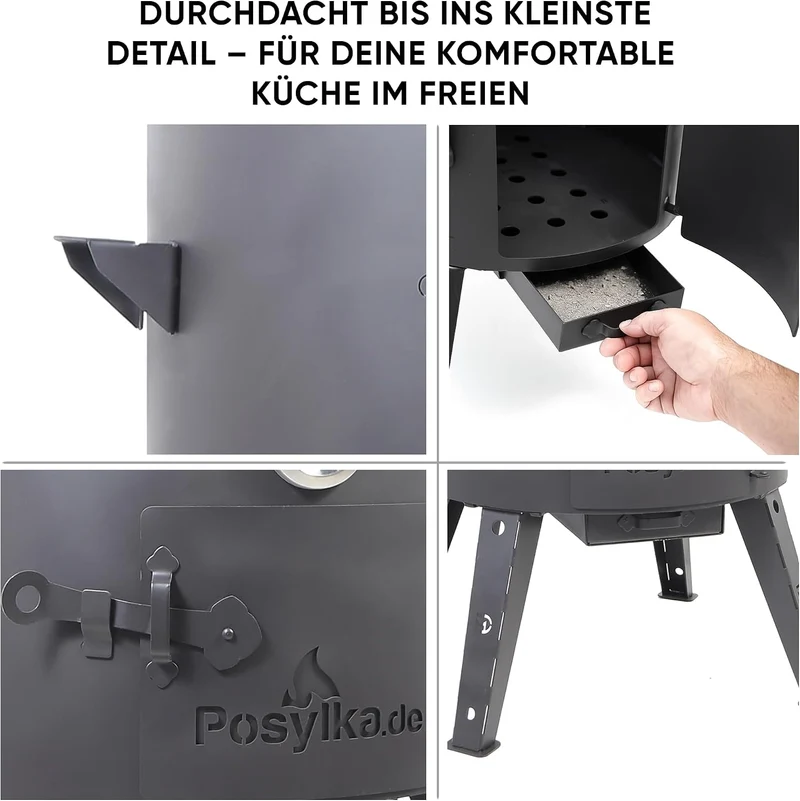 Feuerofen Utschak Ø 40cm mit Gusseisen Kazan Wok 12L Ø 42,5cm | Kasan mit Deckel | Учаг Outdoor Gula