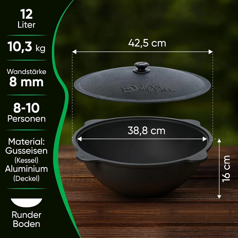 Feuerofen Utschak Ø 40cm mit Gusseisen Kazan Wok 12L Ø 42,5cm | Kasan mit Deckel | Учаг Outdoor Gula