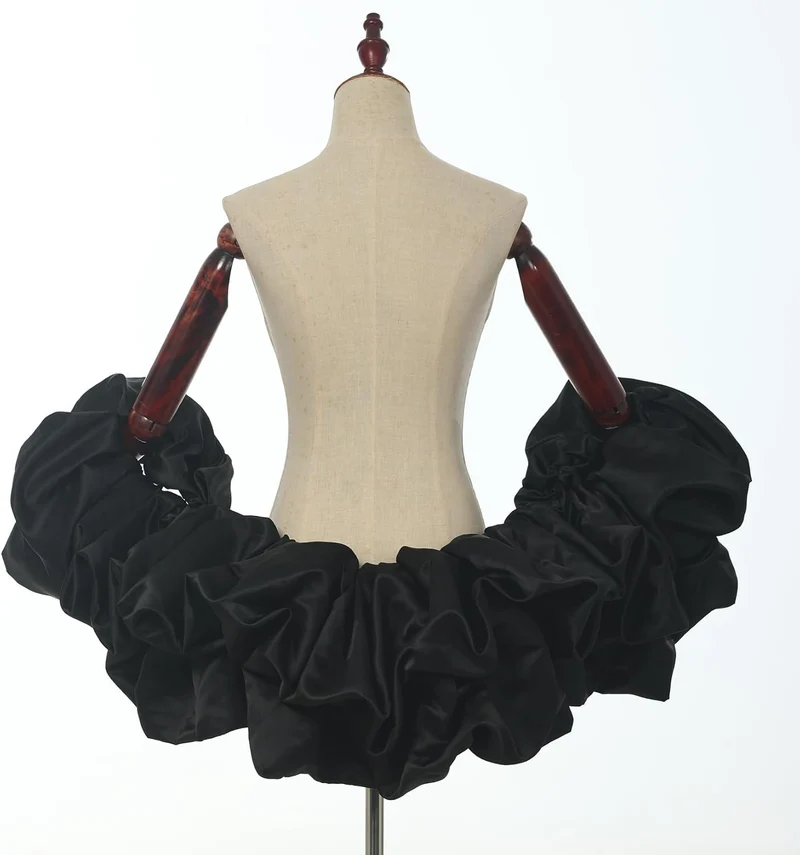 Satin-Umhang mit Puffärmeln, Brautschal, gerüschter Bolero, Wickeltuch für Braut, Hochzeitskleid, Ve