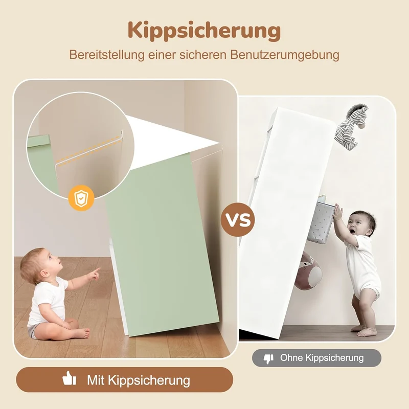 YOUDENOVA Kinderregal, Kinderzimmer Möbel mit 3 Boxen, Spielzeug Aufbewahrung auf Rollen, 102,2x33x6