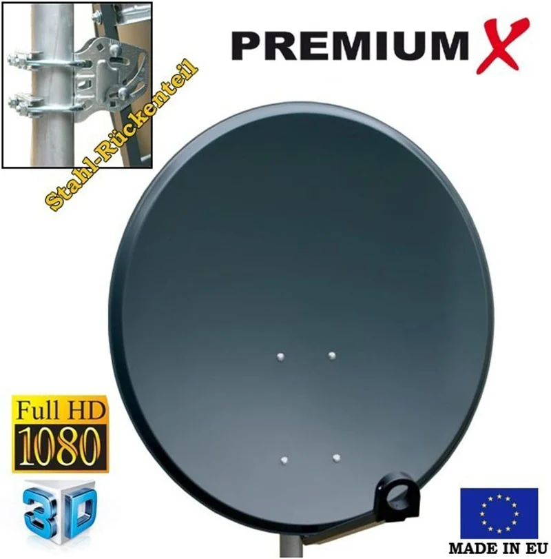 PremiumX Camping Sat Anlage 45cm Antenne Single LNB 10m Koaxialkabel 2X F-Stecker Camping Wohnwagen