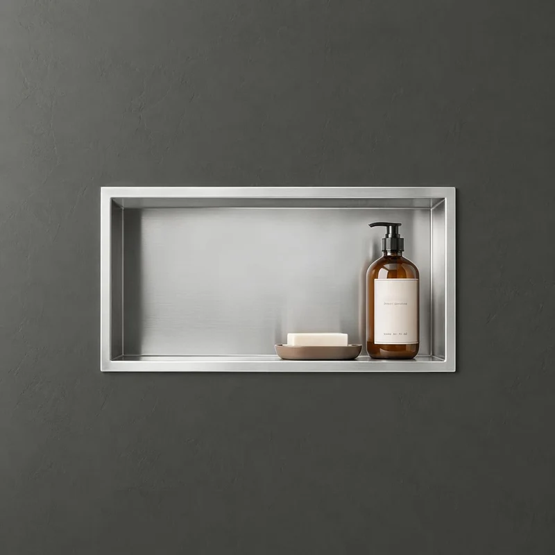 Mai & Mai Duschnische Bad Silber 30cm x 60cm x 8,3cm Wandnische befliesbar aus Edelstahl Duschregal