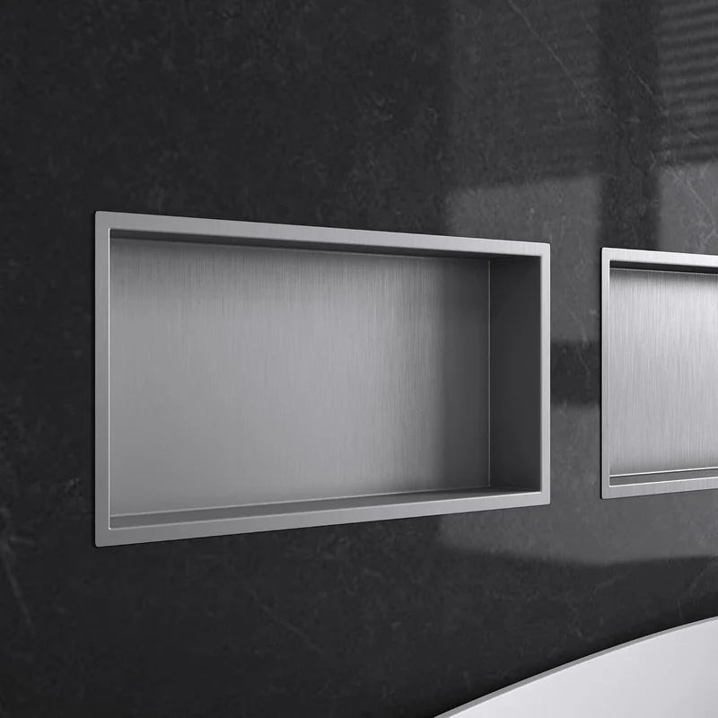 Mai & Mai Duschnische Bad Silber 30cm x 60cm x 8,3cm Wandnische befliesbar aus Edelstahl Duschregal