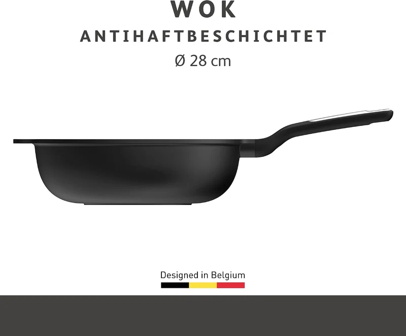 BergHOFF Leo Wok mit Deckel 28cm - Wokpfanne induktion - Wok non Stick - Asia pfanne für alle Herdar