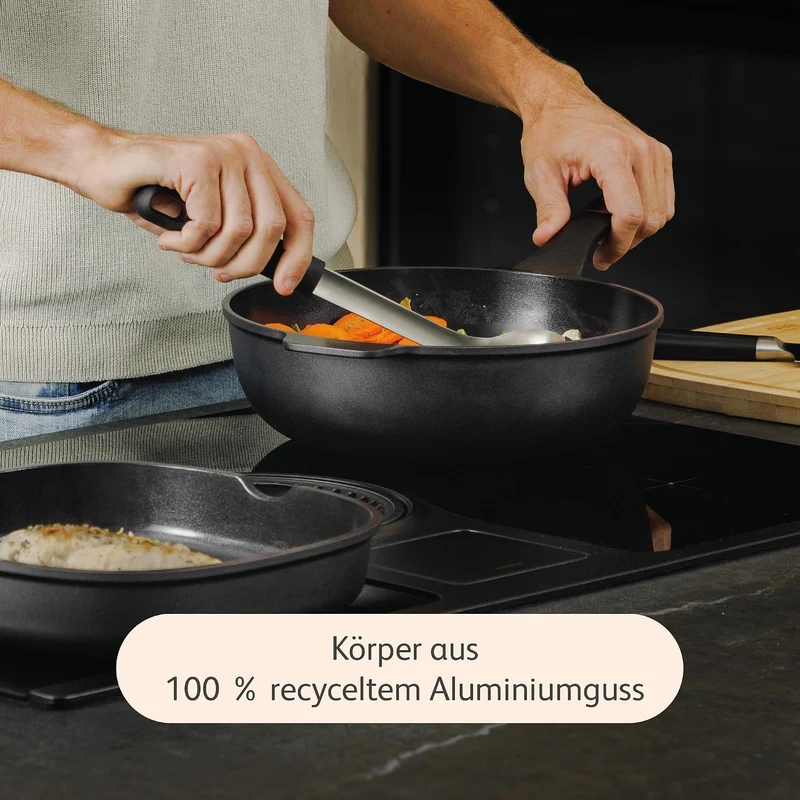 BergHOFF Leo Wok mit Deckel 28cm - Wokpfanne induktion - Wok non Stick - Asia pfanne für alle Herdar
