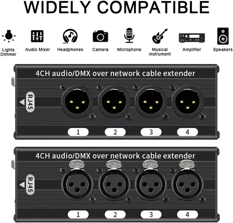1 Paar XLR/Audio RJ45 Cat5/Cat6 Ethernet 4-K XLR-Extender, Sender/Empfänger für Bühnen ab